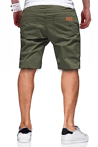 JMIERR Mens Casual Shorts - Cotton Drawstring Summer Beach Stretch Waist Twill Chino Work Dress Golf Travel Essentials Shorts with Pockets for Men, M, S1 Grey Green - Image 2
