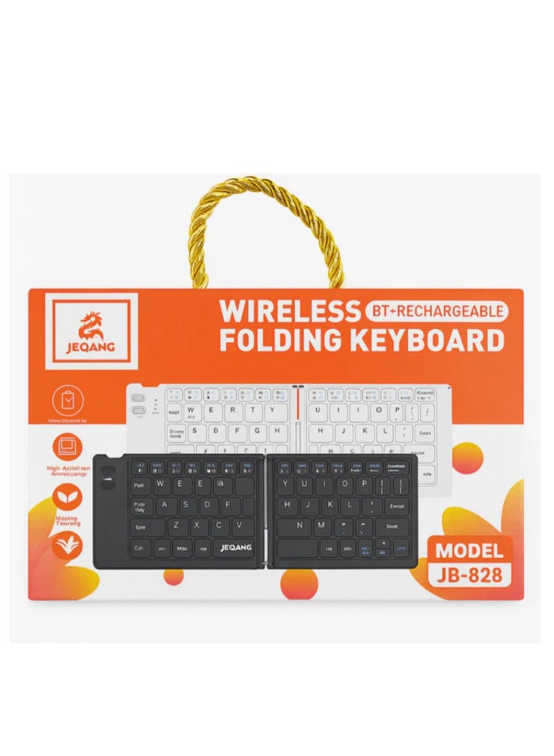 جيكانغ لوحة مفاتيح قابلة للطي لاسلكية JEQANG JB-828 مزودة بتقنية البلوتوث ولوحة مفاتيح لاسلكية قابلة للطي للهواتف اللوحية التي تعمل بنظام IOS/Android/Windows iPad لوحة مفاتيح لاسلكية قابلة لإعادة الشحن وقابلة للطي ولوحة مفاتيح قابلة للطي للأجهزة اللوحية تصميم قابل للطي للهاتف والكمبيوتر - Image 3
