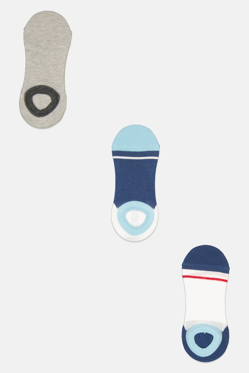 RBX Men 3 Pairs Plain Invisible Socks, Multicolor - Image 1