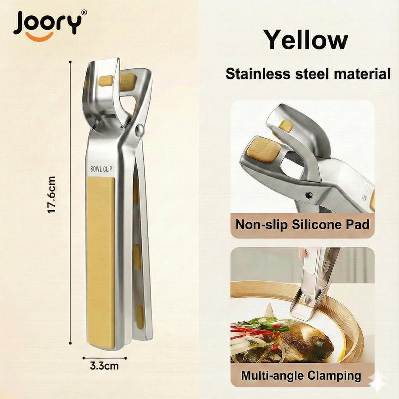 JOORY Heavy Duty Stainless Steel Hot Plate Gripper Tongs with Non-Slip Silicone Pads | Multi-Angle Anti-Scald Pan Grabber | Microwaves & Air Fryer Accessories | Rust, Heat Resistant Pot Clamp for Hot Dishes - Image 4