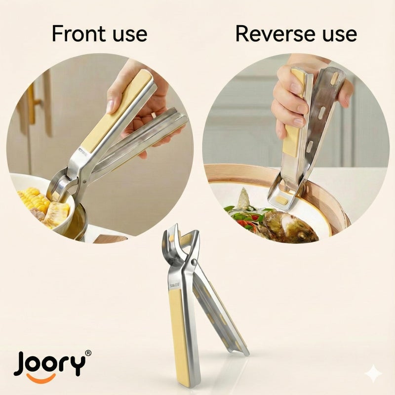 JOORY Heavy Duty Stainless Steel Hot Plate Gripper Tongs with Non-Slip Silicone Pads | Multi-Angle Anti-Scald Pan Grabber | Microwaves & Air Fryer Accessories | Rust, Heat Resistant Pot Clamp for Hot Dishes - Image 5
