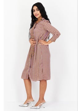 VERO MODA Women Allover Printed Midi Dress, Brown Combo  - Image 2