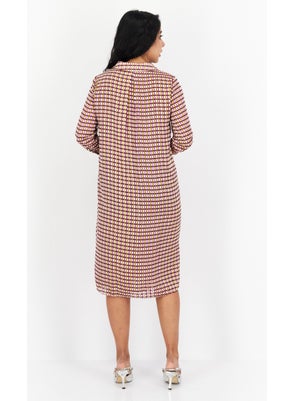 VERO MODA Women Allover Printed Midi Dress, Brown Combo  - Image 4