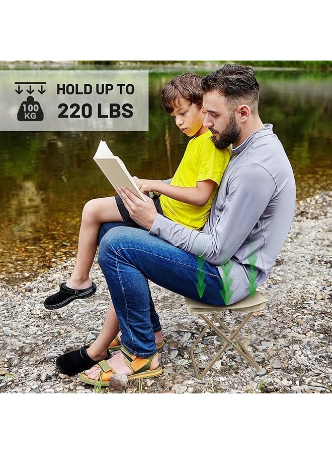 Excefore Excellent Camping Stool Lightweight Portable Folding Chair Zipper Packed Khaki - Image 4