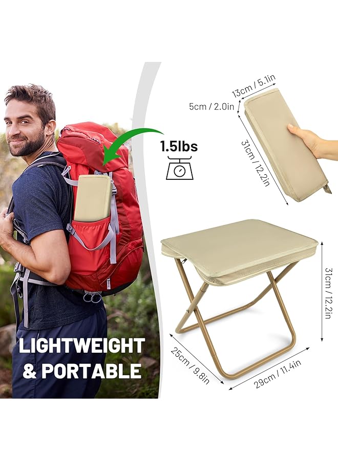 Excefore Excellent Camping Stool Lightweight Portable Folding Chair Zipper Packed Khaki - Image 2