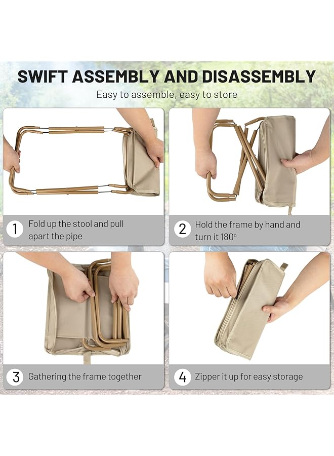 Excefore Excellent Camping Stool Lightweight Portable Folding Chair Zipper Packed Khaki - Image 5