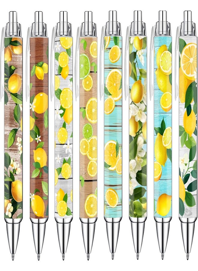 Idealmuzik Lemon Pens Set – Fun Citrus-Themed Pens for Girls, Students, and Stationery Lovers – Smooth Writing Ballpoint Pens for School, Journaling, or Gifts – Bright and Cheery Design, 8 Pack - Image 1