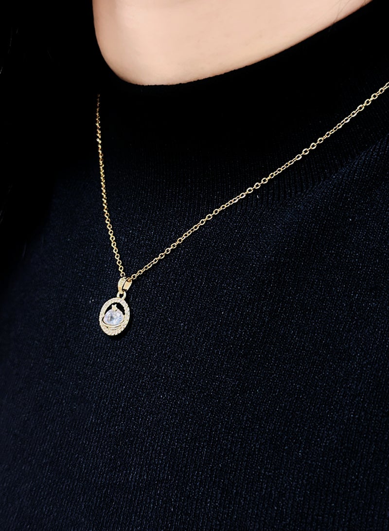 Sparking Round Pendant Necklace , Gold Plated Fashion Jewelry Dress Accessories - Image 4