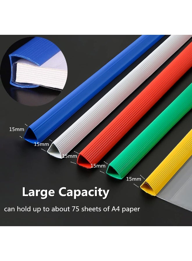 A4 Sliding Bar Report Cover, 10mm Sliding Bar, 75 Sheet Capacity, Clear Plastic File Folder for Documents, Resume and Presentation Organizer, Blue - Image 3