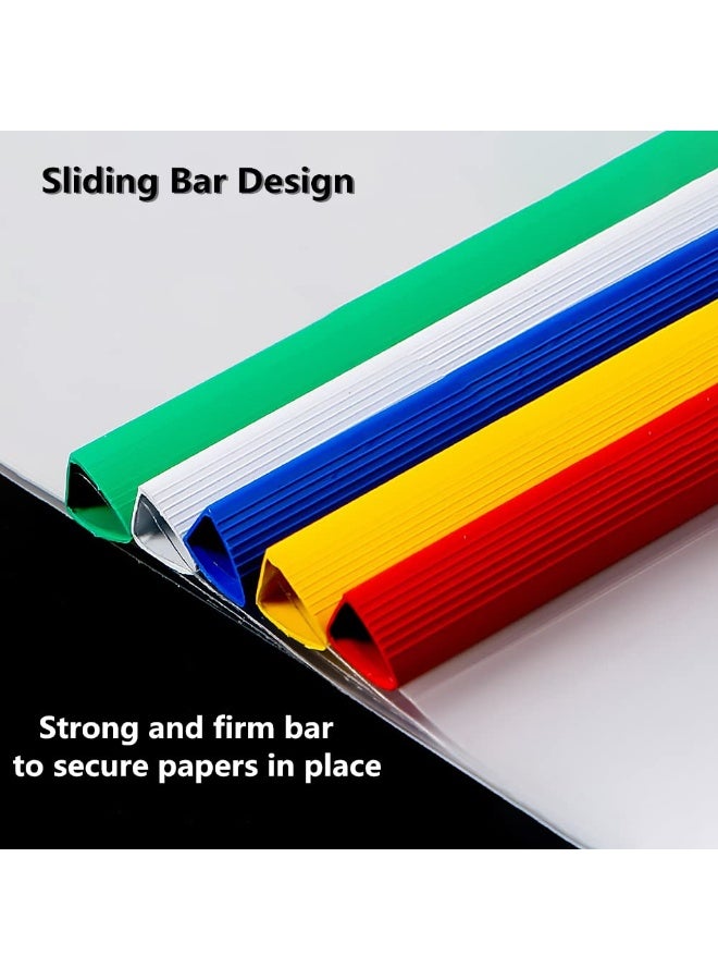 A4 Sliding Bar Report Cover, 10mm Sliding Bar, 75 Sheet Capacity, Clear Plastic File Folder for Documents, Resume and Presentation Organizer, Blue - Image 4