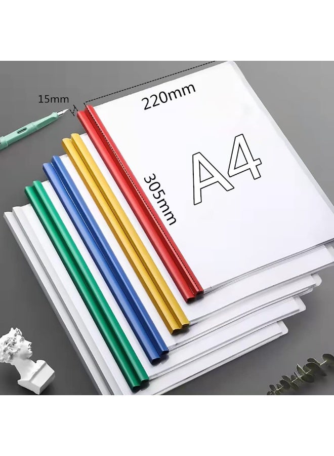 A4 Sliding Bar Report Cover, 10mm Sliding Bar, 75 Sheet Capacity, Clear Plastic File Folder for Documents, Resume and Presentation Organizer, Blue - Image 2