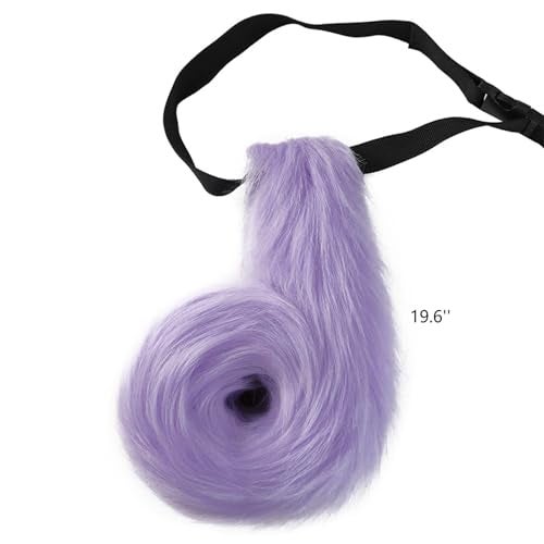 VIGVAN Animal Cosplay Wolf Ears and Tail Fox Cat Ears Tail Raccoon Cosplay Tail (ETC Purple) - Image 2