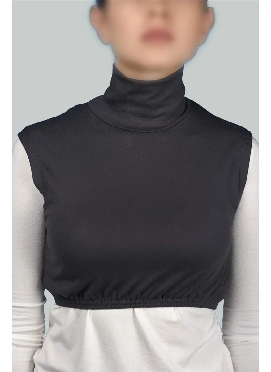 Altobeh Zero Sleeve Turtleneck Full Neck Lycra Combed Cotton Women's Half Body - Smoke