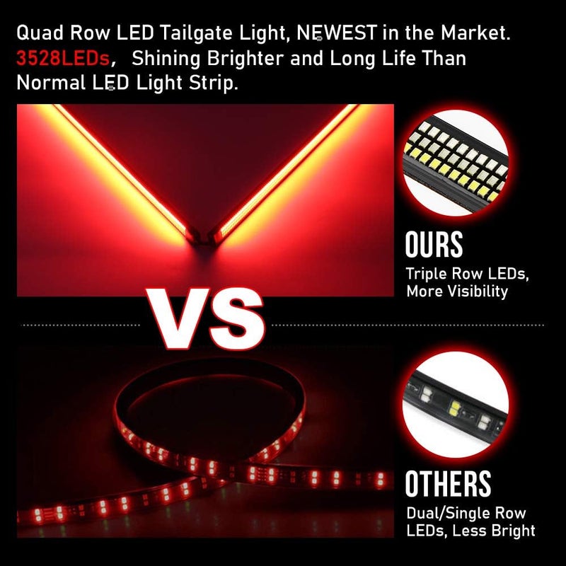 OPL5 Triple Tailgate Light Bar 60 Inch Waterproof with Red Turn Signals - Image 3