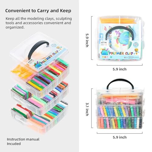 ARTME Polymer Clay, ARTME 82 Colors Clay Kit, Oven Bake Modeling Clay, Creative Polymer Clay Kit with Sculpting Tools and Jewelry Accessories, Non-Toxic, Ideal DIY Clay Gifts for Adults and Teens - Image 4