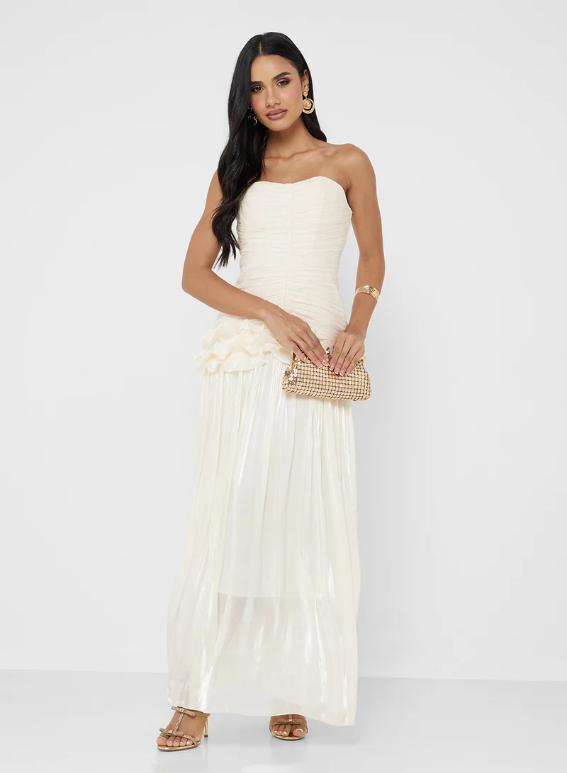Ginger Boutique Corset Bodice Ruched Drop Waist Maxi Dress