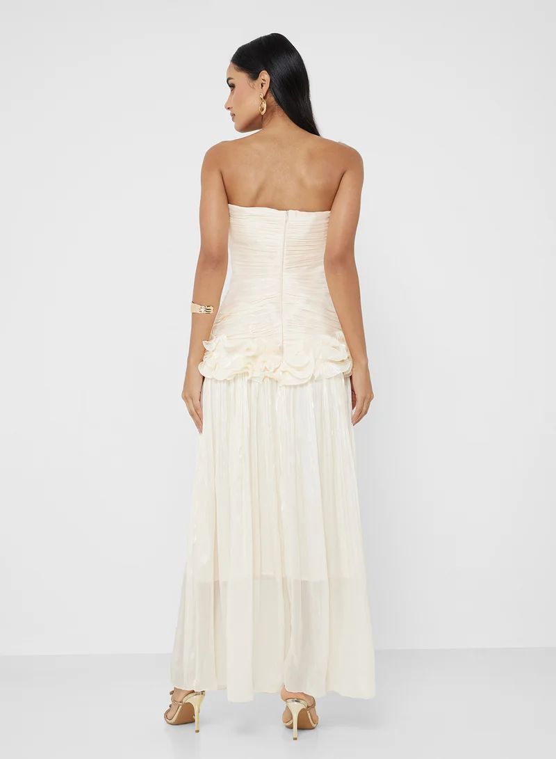 جينجر بوتيك Corset Bodice Ruched Drop Waist Maxi Dress