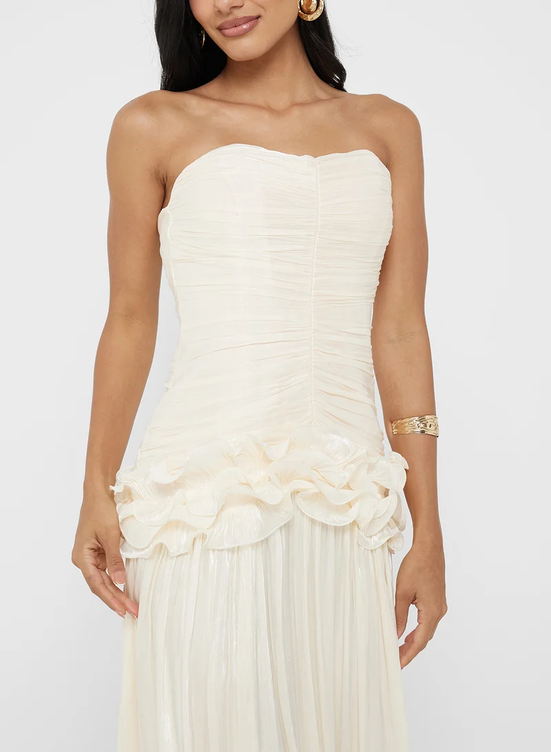 Ginger Boutique Corset Bodice Ruched Drop Waist Maxi Dress
