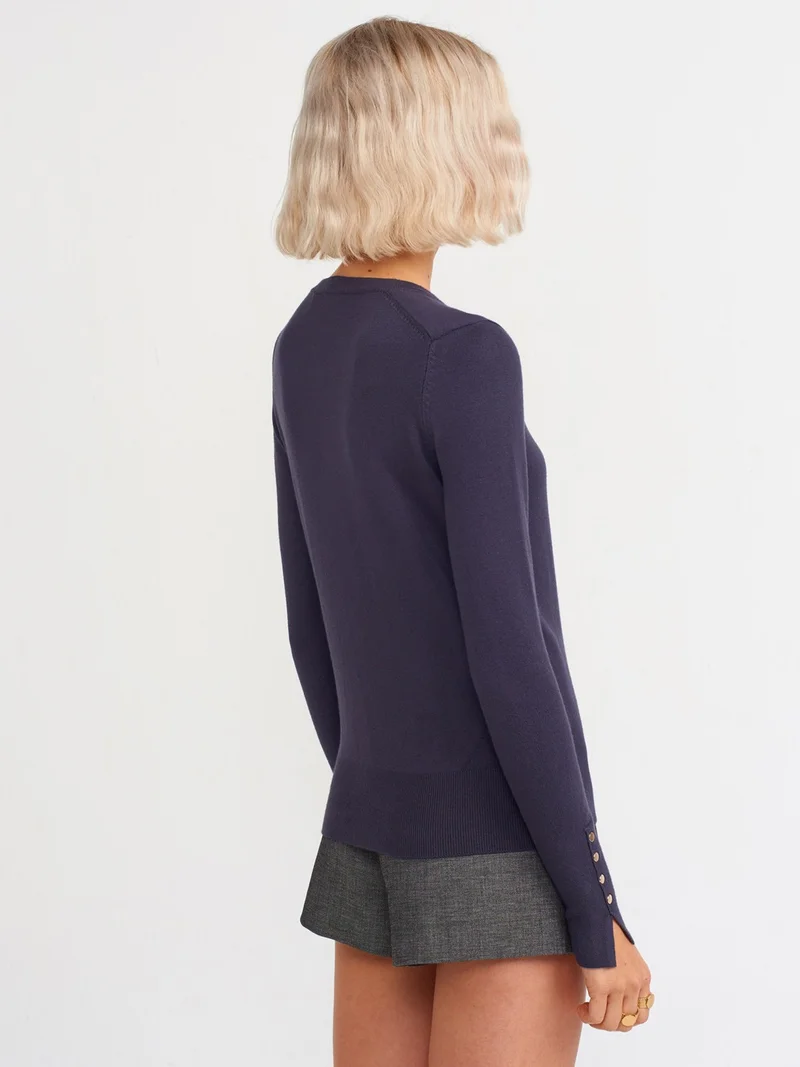 ديلفين 1267 Crew Neck Mid-Sleeve Drop Sweater-Smoke