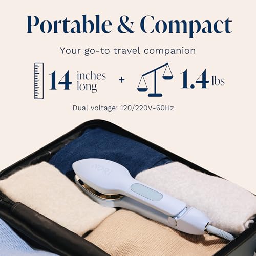 Nori Press Travel Steam Iron - Handheld Iron With Optional Steam Feature - No Ironing Board Required - Easy to Use w/ 6 Fabric Settings - Removes Wrinkles - User Manual Included -Blue - Image 5