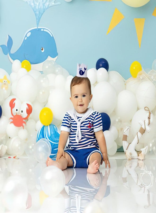 YOUAME Whale 1st Birthday Crown - Ocean Themed 1st Birthday Party Decorations,Blue Whale First Birthday Hat,The Big One Whale Birthday Crown Outfit,Boys Girls Ocean Animals Party Decor - Image 4