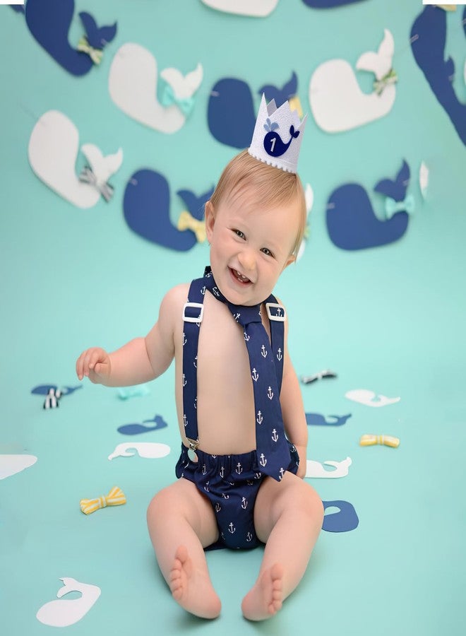 YOUAME Whale 1st Birthday Crown - Ocean Themed 1st Birthday Party Decorations,Blue Whale First Birthday Hat,The Big One Whale Birthday Crown Outfit,Boys Girls Ocean Animals Party Decor - Image 3