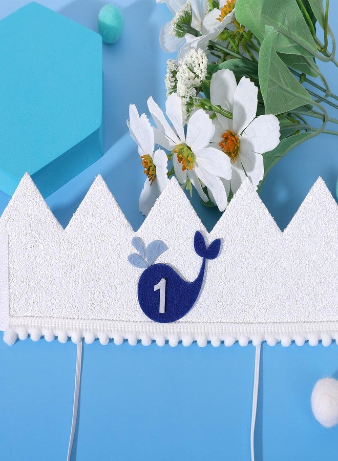 YOUAME Whale 1st Birthday Crown - Ocean Themed 1st Birthday Party Decorations,Blue Whale First Birthday Hat,The Big One Whale Birthday Crown Outfit,Boys Girls Ocean Animals Party Decor - Image 5