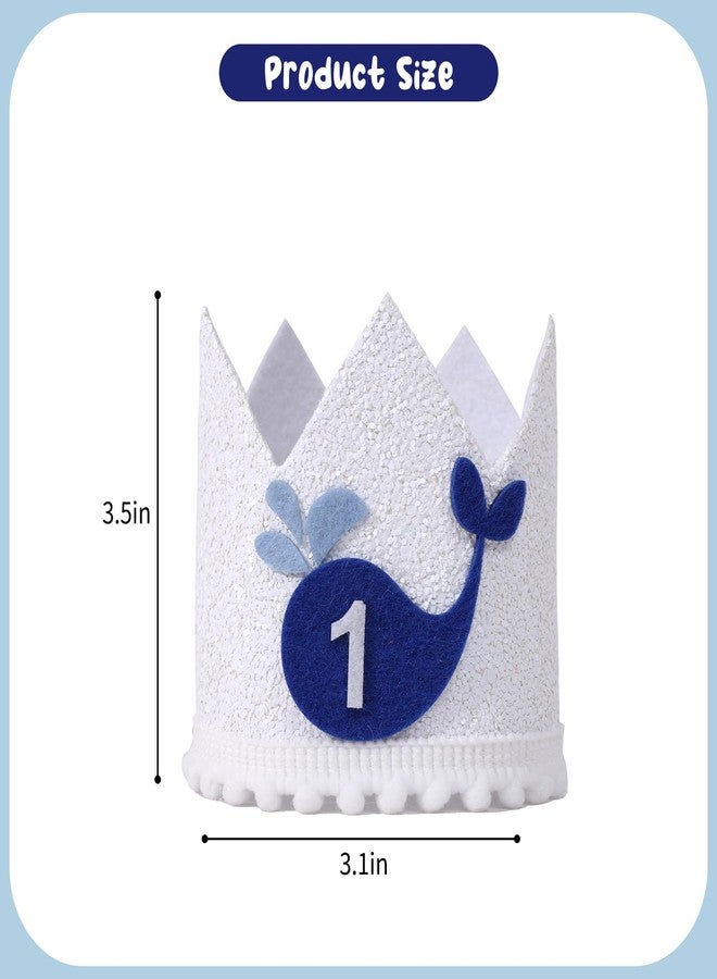 YOUAME Whale 1st Birthday Crown - Ocean Themed 1st Birthday Party Decorations,Blue Whale First Birthday Hat,The Big One Whale Birthday Crown Outfit,Boys Girls Ocean Animals Party Decor - Image 2