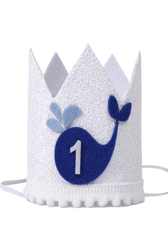 YOUAME Whale 1st Birthday Crown - Ocean Themed 1st Birthday Party Decorations,Blue Whale First Birthday Hat,The Big One Whale Birthday Crown Outfit,Boys Girls Ocean Animals Party Decor - Image 1