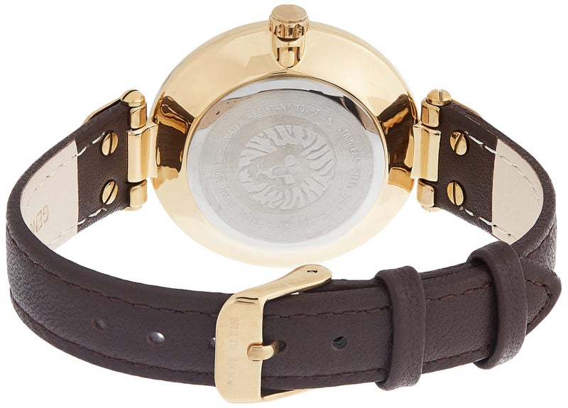 Anne Klein Women's 109168IVBN Gold-Tone and Brown Leather Strap Watch - Image 2