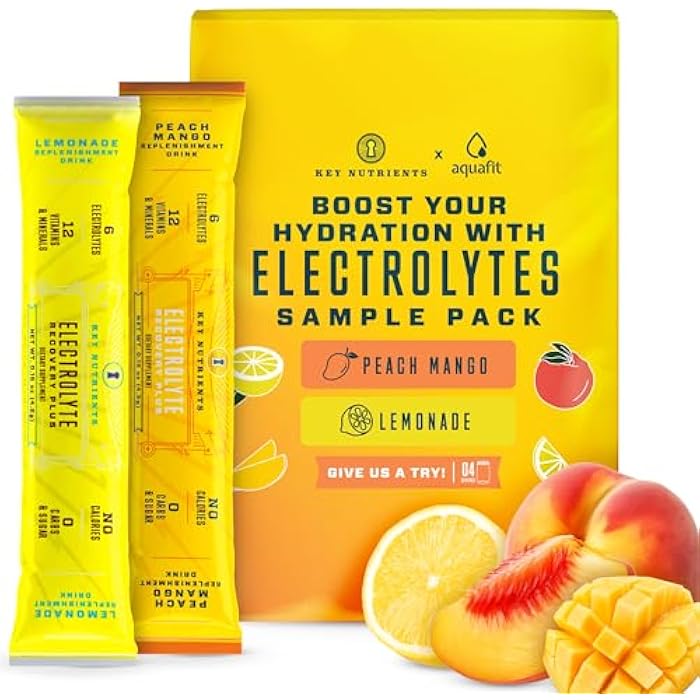 KEY NUTRIENTS Hydration Packets - 2 Delicious Flavors in Electrolytes Powder Packets No Sugar 4 Pack - No Calories, Gluten Free Electrolytes Powder Packet, Non GMO, Made in USA - Image 1