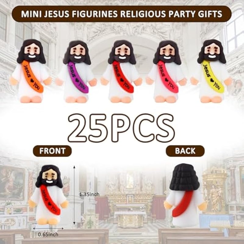 يورسكيتووس 25 قطعة من مجسمات يسوع الصغيرة بالجملة من مجسمات يسوع تحبك الصغيرة، العاب يسوع مطاطية صغيرة لاخفاء الجيب، دمية يسوع مصغرة لحشو بيض عيد الفصح، هدايا الحفلات الدينية - Image 5