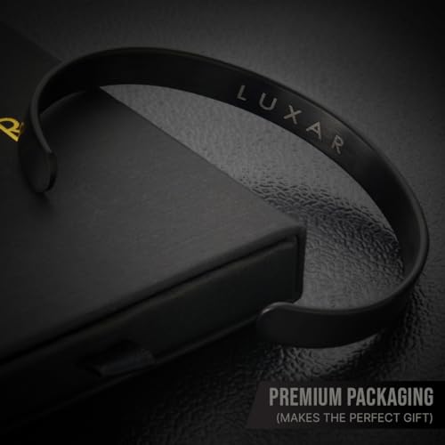 LUXAR men's titanium cuff bracelet | Solid titanium minimalist bracelet designed for men | Available in medium and large sizes | Explore the world of Luxar (Brushed Black | Medium) - Image 4