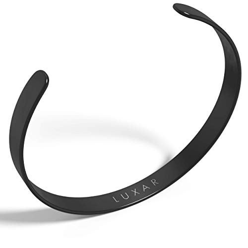 LUXAR men's titanium cuff bracelet | Solid titanium minimalist bracelet designed for men | Available in medium and large sizes | Explore the world of Luxar (Brushed Black | Medium) - Image 1