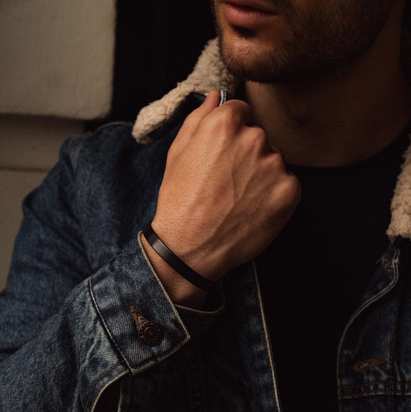 LUXAR men's titanium cuff bracelet | Solid titanium minimalist bracelet designed for men | Available in medium and large sizes | Explore the world of Luxar (Brushed Black | Medium) - Image 2