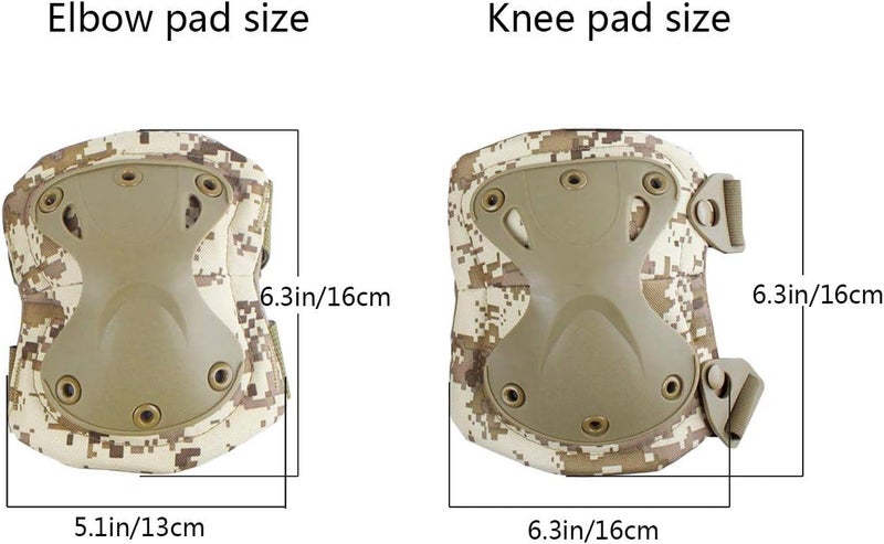 Aoutacc Tactical Combat Knee & Elbow Protective Pads Set for Outdoor CS Paintball Game Cycling Safety Skateboarding Gear Skates Knee Protection Guard Pads - Image 2