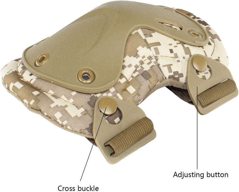 Aoutacc Tactical Combat Knee & Elbow Protective Pads Set for Outdoor CS Paintball Game Cycling Safety Skateboarding Gear Skates Knee Protection Guard Pads - Image 5