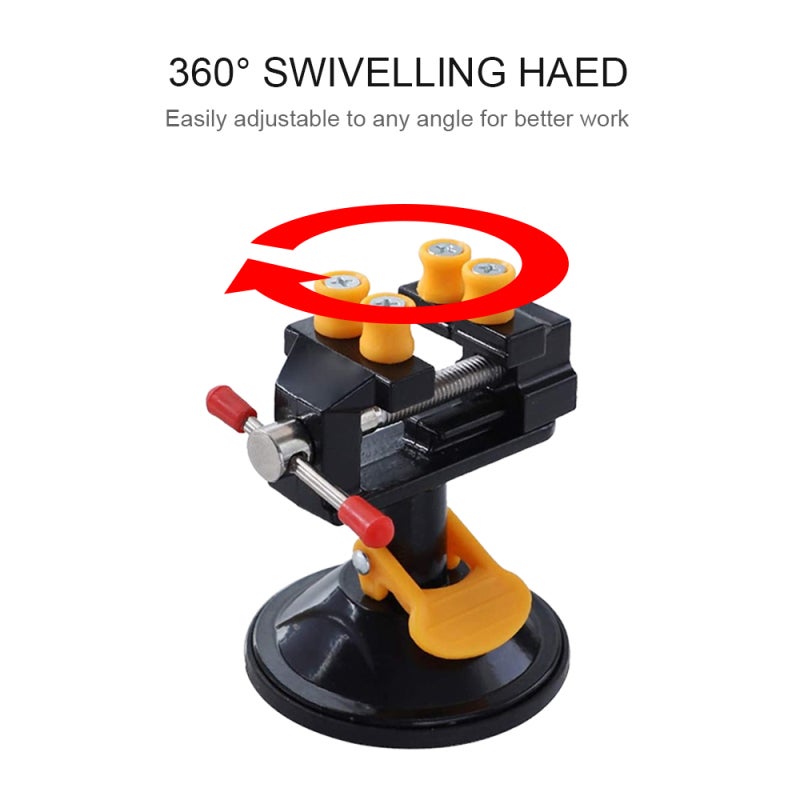 Bench Clamp: Black High Hardness Aluminium Alloy - 360 Degrees Swivelling Head Vacuum Base Vise Clamp for Home Workshop, DIY Projects & On-the-Go Repairs - Image 5