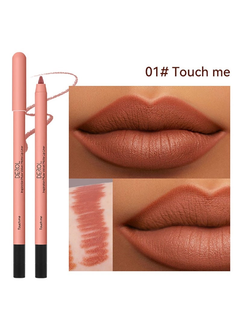 DEROL - Lip Liner Pencil Neutral Matte Nude Velvet Non-Stick Cup Waterproof Smooth Stain Clear Talk Cork Color Soft Spoken Slim Whirl Rotating Cutting Easy To Use Professional Makeup For Women - Image 1