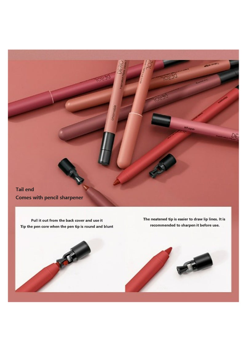 DEROL - Lip Liner Pencil Neutral Matte Nude Velvet Non-Stick Cup Waterproof Smooth Stain Clear Talk Cork Color Soft Spoken Slim Whirl Rotating Cutting Easy To Use Professional Makeup For Women - Image 1