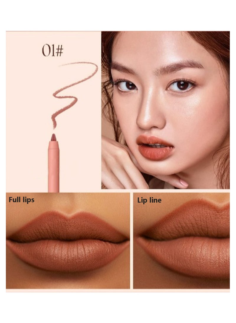 DEROL - Lip Liner Pencil Neutral Matte Nude Velvet Non-Stick Cup Waterproof Smooth Stain Clear Talk Cork Color Soft Spoken Slim Whirl Rotating Cutting Easy To Use Professional Makeup For Women - Image 1