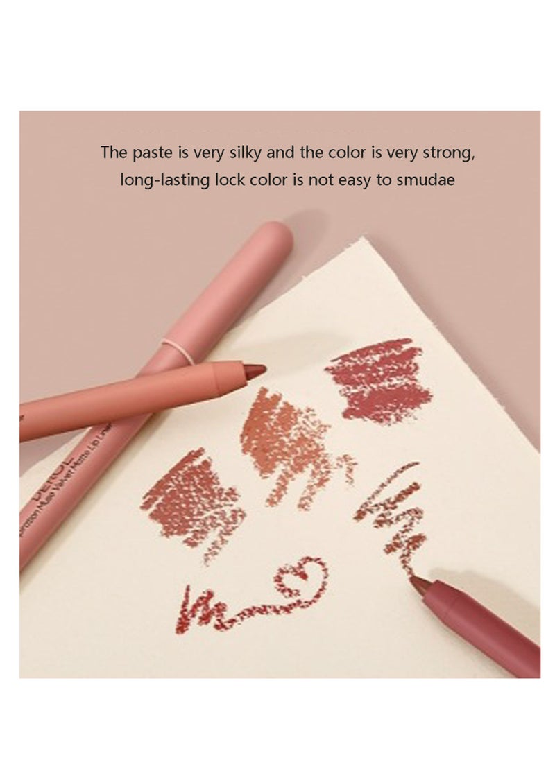 DEROL - Lip Liner Pencil Neutral Matte Nude Velvet Non-Stick Cup Waterproof Smooth Stain Clear Talk Cork Color Soft Spoken Slim Whirl Rotating Cutting Easy To Use Professional Makeup For Women - Image 1