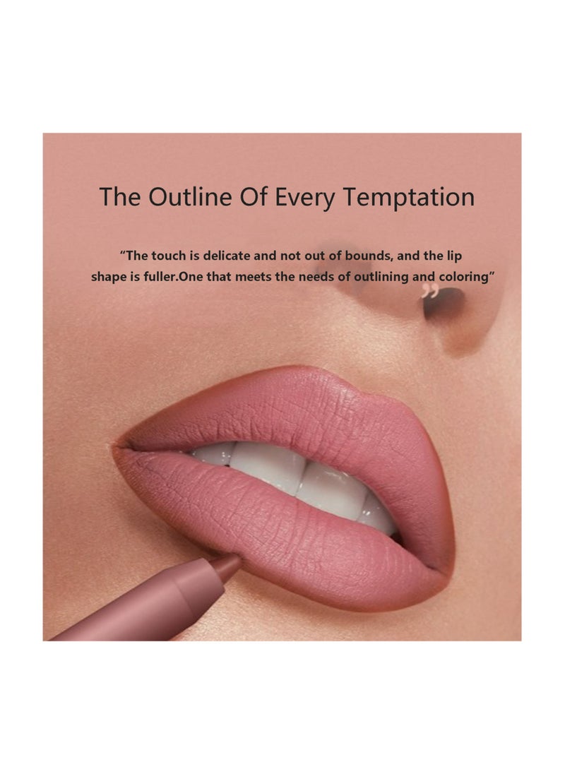 DEROL - Lip Liner Pencil Neutral Matte Nude Velvet Non-Stick Cup Waterproof Smooth Stain Clear Talk Cork Color Soft Spoken Slim Whirl Rotating Cutting Easy To Use Professional Makeup For Women - Image 1