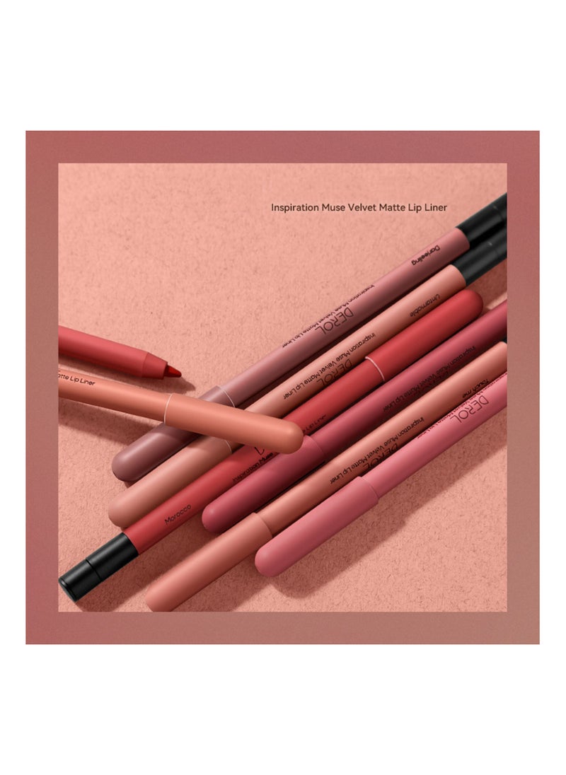 DEROL - Lip Liner Pencil Neutral Matte Nude Velvet Non-Stick Cup Waterproof Smooth Stain Clear Talk Cork Color Soft Spoken Slim Whirl Rotating Cutting Easy To Use Professional Makeup For Women - Image 1