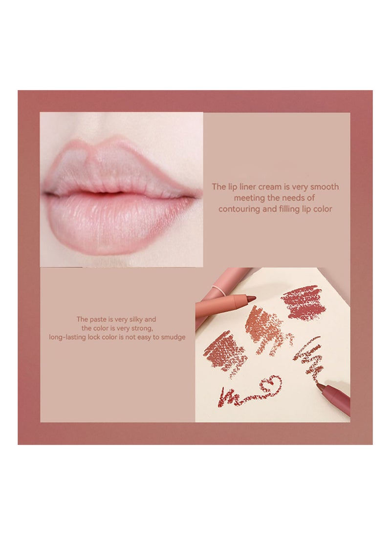 DEROL - Lip Liner Pencil Neutral Matte Nude Velvet Non-Stick Cup Waterproof Smooth Stain Clear Talk Cork Color Soft Spoken Slim Whirl Rotating Cutting Easy To Use Professional Makeup For Women - Image 1