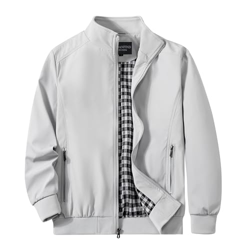 URBANFIND Men's Sports Shell Jacket Lightweight Windbreaker Outdoor Recreation Coat US XL Gray - Image 1