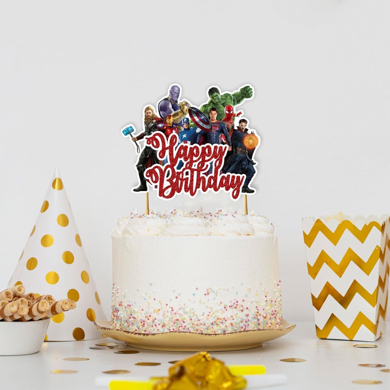 Seyal Superhero Happy Birthday Cake Topper â€“ Comic Theme Party Decorations | Perfect for Men & Adults Celebrations | Ideal for Cakes, Cupcakes & Party DÃ©cor - Image 5