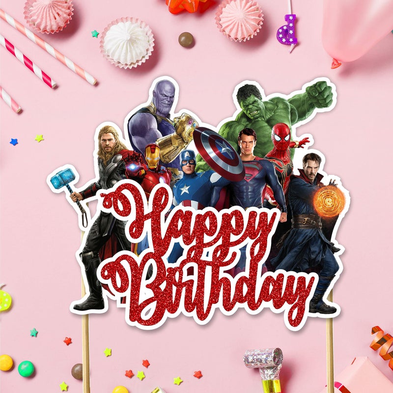 Seyal Superhero Happy Birthday Cake Topper â€“ Comic Theme Party Decorations | Perfect for Men & Adults Celebrations | Ideal for Cakes, Cupcakes & Party DÃ©cor - Image 3