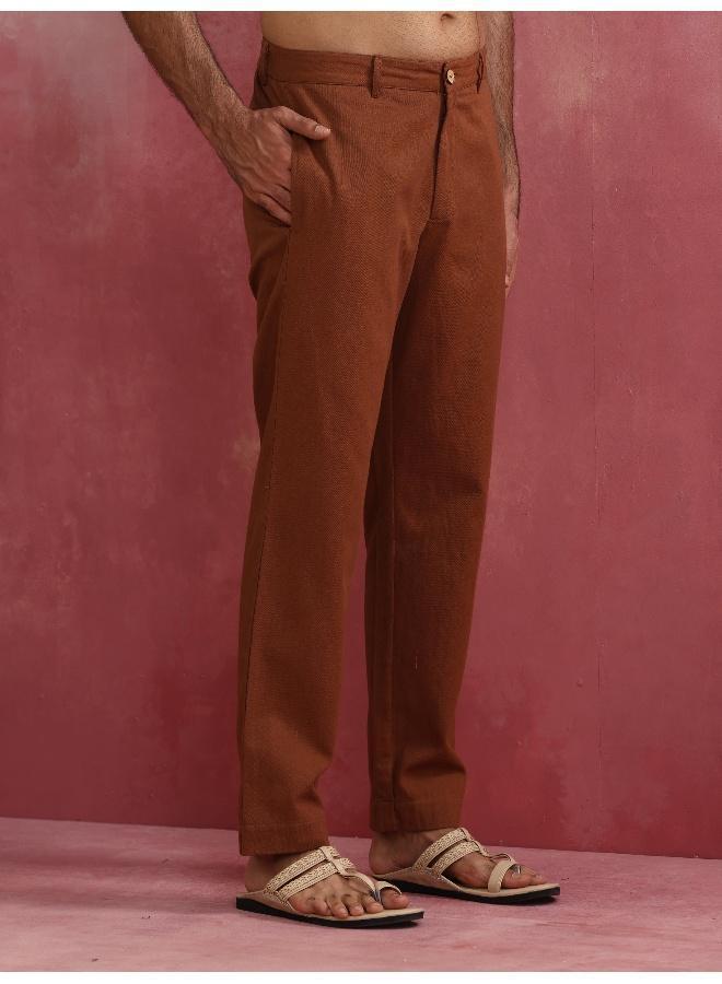 trueBrowns Men's Brown Cotton Twill Pants - Image 2