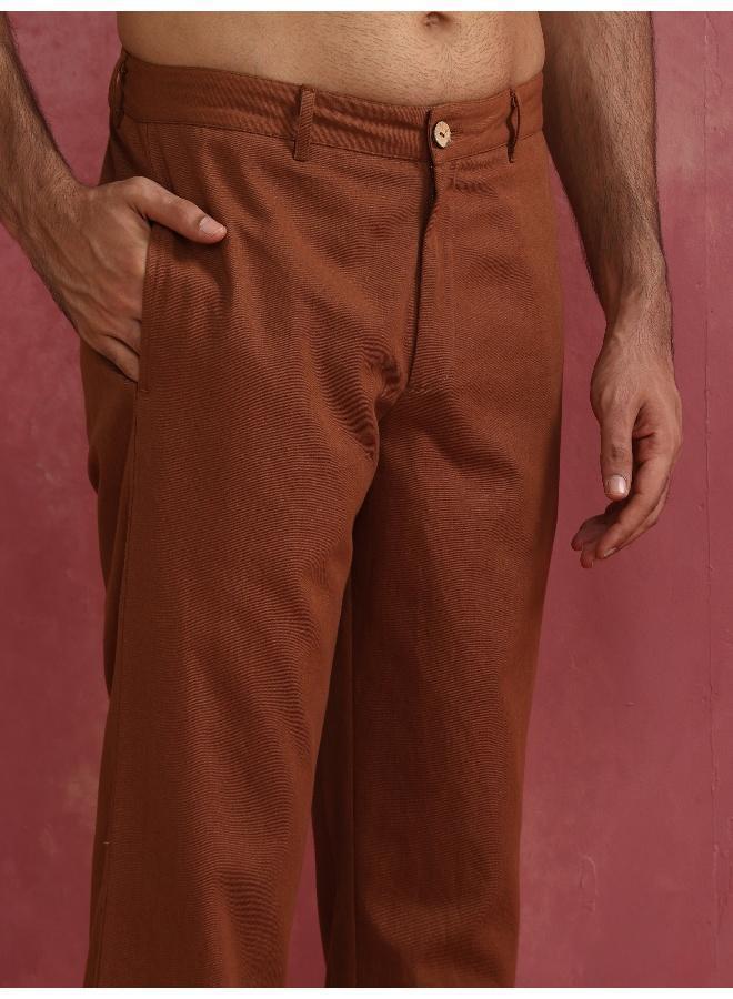 trueBrowns Men's Brown Cotton Twill Pants - Image 3